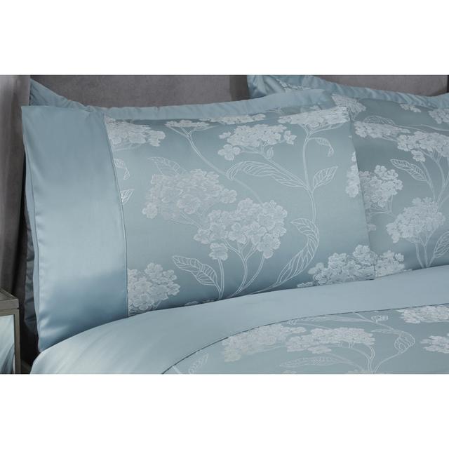 Blossom Satin Floral Bedding with Pillowcases Mercer41 Size: Single, Colour: Duck Egg on Productcaster.