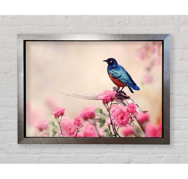 Blue Bird In The Cherry Blossom - Print Rosalind Wheeler Format: Silver Framed Paper, Size: 100cm H x 141.4cm W x 3.4cm D on Productcaster.