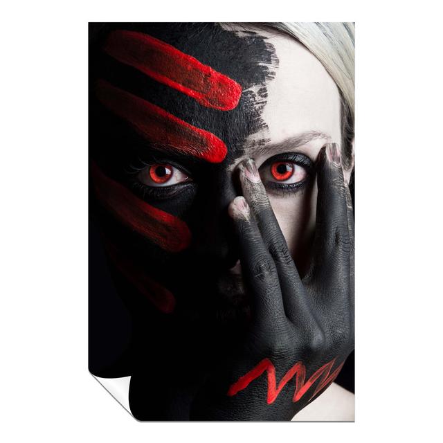 Panther Print Fine Art Prints Black & Red Woman Face Paint Portrait Artistic Unframed Poster, Pictures For Home Walls, Bedroom, Living Room & Bathroom on Productcaster.