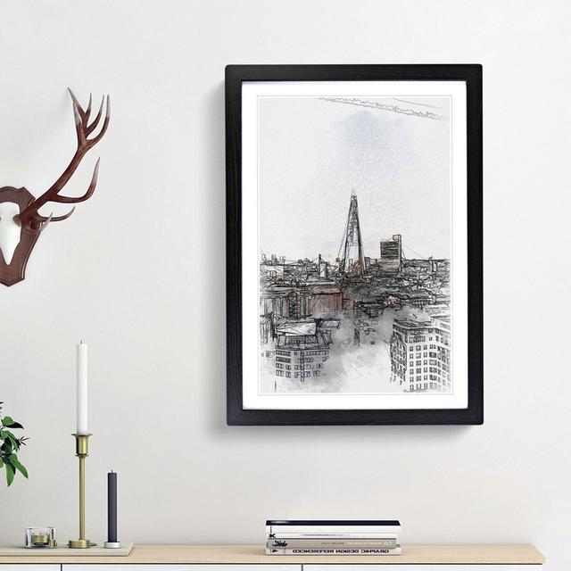 The London Skyline with the Shard in Abstract - Picture Frame Graphic Art Print on MDF East Urban Home Size: 48cm H x 36cm W x 2cm D, Frame Option: Bl on Productcaster.