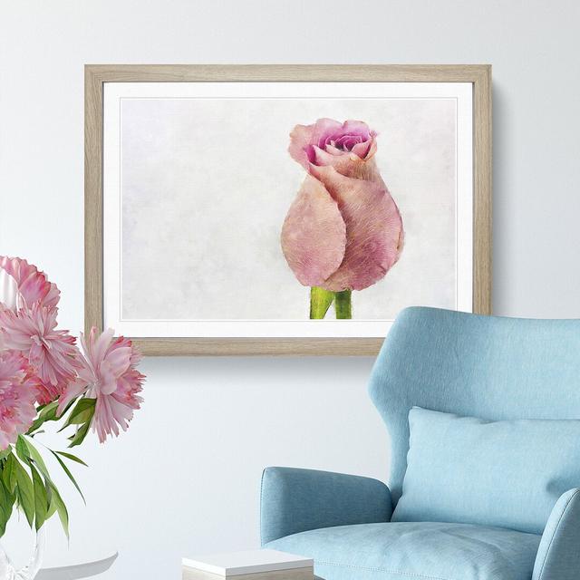 Pink Rose Beginning to Bloom - Picture Frame Graphic Art Print East Urban Home Format: Oak, Size: 62cm H x 87cm W x 2cm D on Productcaster.