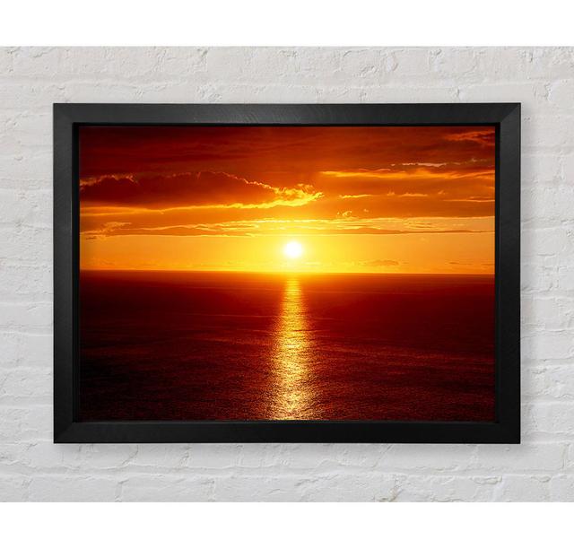 Gerahmtes Leinwandbild Sunset Japan Haus am Meer Größe: 84,1 cm H x 118,9 cm B x 3,4 cm T, Format: Poster mit schwarzem Rahmen on Productcaster.