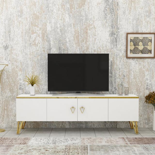 Apine TV stand - white and gold Fairmont Park on Productcaster.