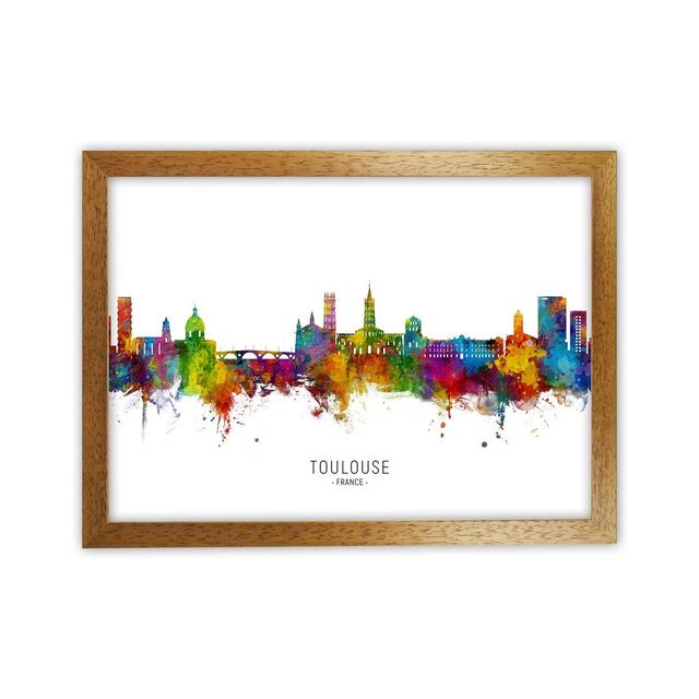 Toulouse France Skyline by Michael Tompsett - Print Latitude Run Format: Brown Framed, Size: 64cm H x 88cm W x 3cm D on Productcaster.