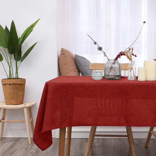 17 Stories Rectangle Water Resistant Table Cover Faux Linen Table Cloth For Outdoor 51X95in(130X240cm) Grey 17 Stories Colour: Red, Size: 150cm W x 30 on Productcaster.