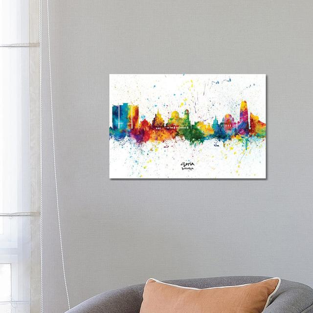 Sofia Bulgaria Skyline Splash by Michael Tompsett - Wrapped Canvas Graphic Art Latitude Run Size: 45.72cm H x 66.04cm W x 3.81cm D on Productcaster.