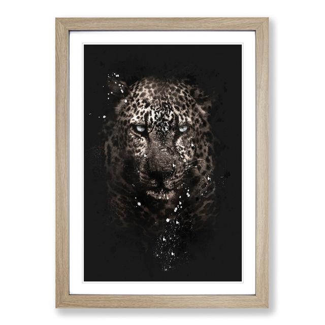 Leopard In The Dark Paint Splash - Picture Frame Graphic Art East Urban Home Size: 63cm H x 45cm W x 2cm D, Frame Option: Oak Framed on Productcaster.