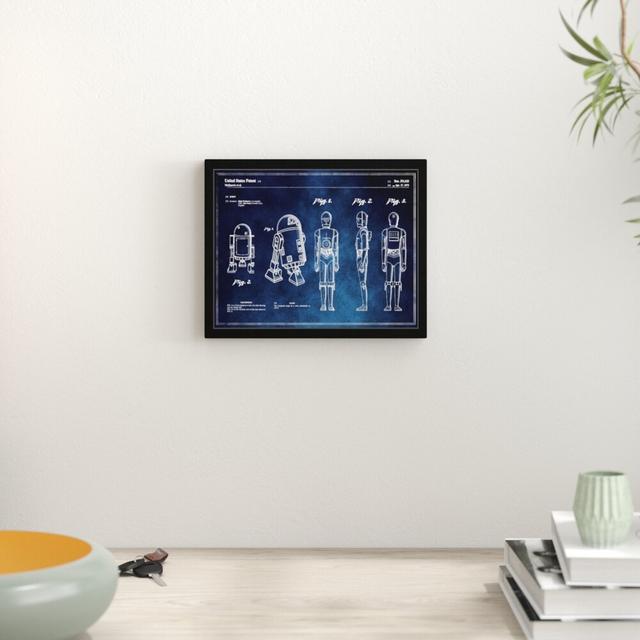 'Robots 1979 Blue Chalkboard' Framed Graphic Art East Urban Home Size: 25 cm H x 31 cm W on Productcaster.