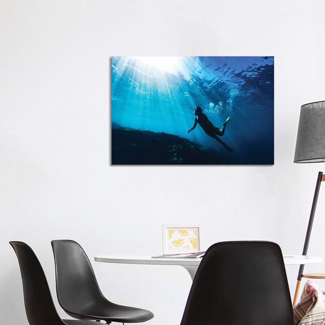 Silhouetted Snorkeller With Underwater Sun Rays House of Hampton Size: 66.04cm H x 101.60cm W on Productcaster.