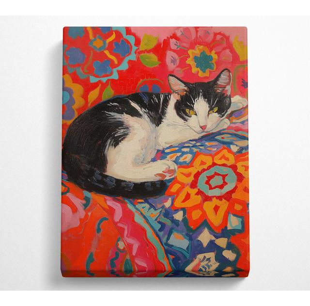 Black And White Cat Canvas Art Print Marlow Home Co. Size: 101.6cm H x 142.2cm W on Productcaster.