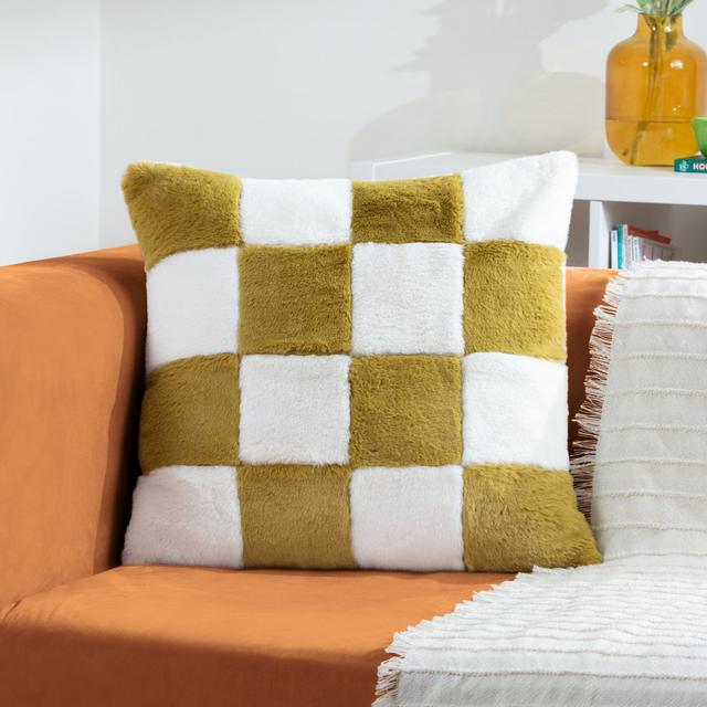 Heya Home Cozee Check Cushion Cover Heya Home Colour: Olive on Productcaster.