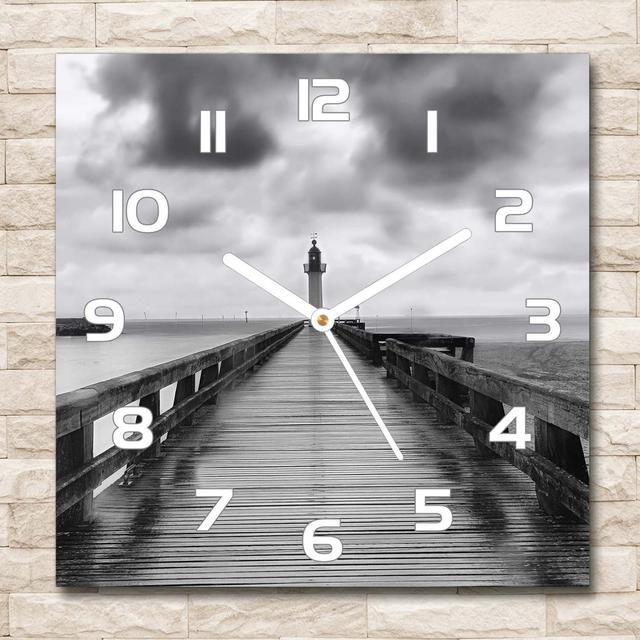 Hardan Lighthouse Silent Wall Clock East Urban Home Colour: White/Grey on Productcaster.