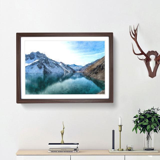 El Yeso Dam Reservoir in Chile - Picture Frame Graphic Art Print East Urban Home Frame Option: Walnut Framed, Size: 45cm H x 63cm W x 2cm D on Productcaster.