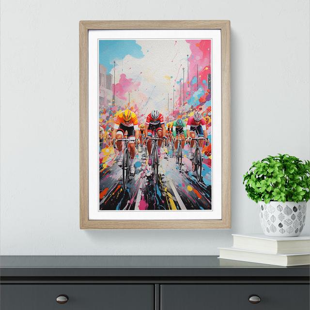 Tour De France Contemporary - Single Picture Frame Print on Wood Marlow Home Co. Size: 64cm H x 46cm W, Format: Oak Framed on Productcaster.