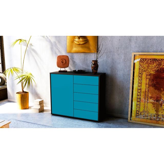 Presidio Sideboard Latitude Run Body and front colour: Anthracite/Turquoise on Productcaster.