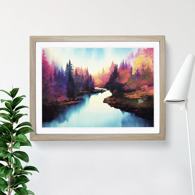 Colourful Forest River Vol.2 - Single Picture Frame Print Alpen Home Frame Colour: Oak Framed, Size: 46cm H x 64cm W x 2cm D on Productcaster.