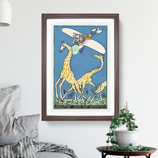 Giraffe Hunt by Moriz Jung - Picture Frame Painting East Urban Home Size: 48cm H x 36cm W x 2cm D, Frame Option: Walnut Framed on Productcaster.