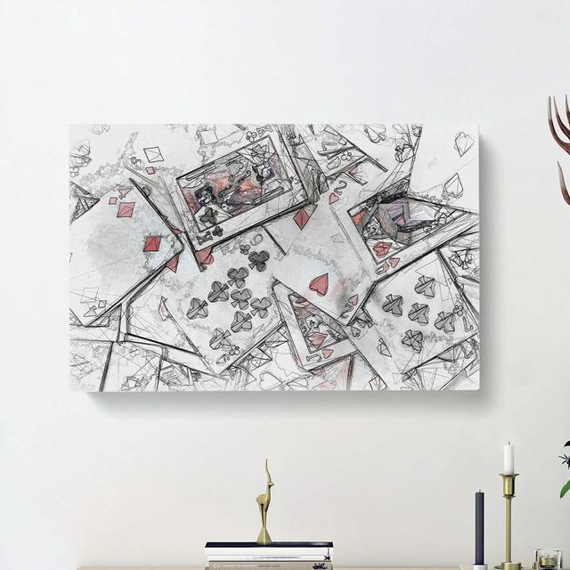 Deck of Cards in Abstract - Wrapped Canvas Drawing Print East Urban Home Size: 60cm H x 91cm W x 3cm D on Productcaster.