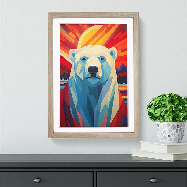 XYZ-FRM-V1223-5197 Polar Bear Constructivism No.3 - Single Picture Frame Print on Wood Big Box Art Frame Colour: Oak, Size: 64cm H x 46cm W x 2cm D on Productcaster.