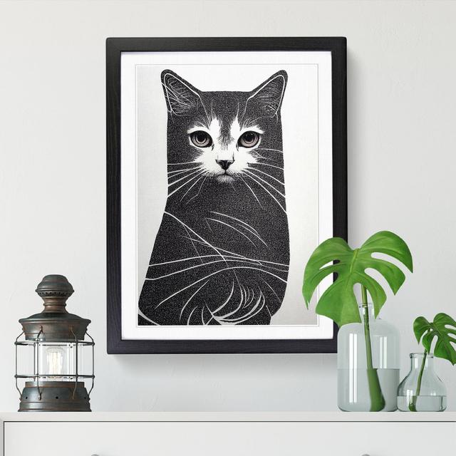 Cat Art Stippling - Picture Frame Graphic Art ClassicLiving Size: 46cm H x 34cm W, Format: Black Framed on Productcaster.