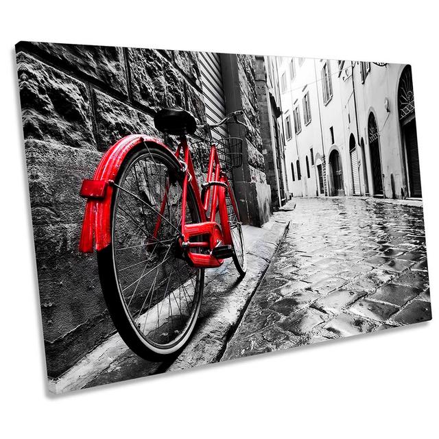 Red Retro Bicycle - Wrapped Canvas Photograph Canvas Geeks Size: 50.8cm H x 76.2cm W x 2cm D on Productcaster.