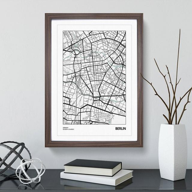 Map Berlin Germany - Picture Frame Graphic Art East Urban Home Size: 36cm H x 27cm W x 2cm D, Frame Option: Walnut Framed on Productcaster.