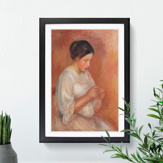 Woman Sewing by Pierre-Auguste Renoir - Picture Frame Painting East Urban Home Size: 36cm H x 27cm W x 2cm D, Frame Option: Black on Productcaster.