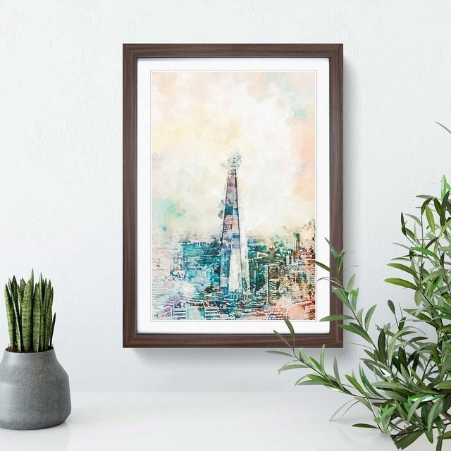 The Shard Building London in Abstract - Picture Frame Graphic Art Print on MDF East Urban Home Frame Option: Walnut, Size: 50cm H x 35cm W x 2cm D on Productcaster.