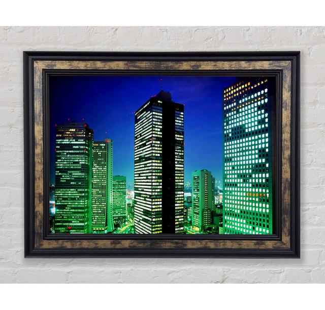 Skyscrapers Green Hue - Single Picture Frame Art Prints Bright Star Size: 59.7cm H x 84.1cm W x 8cm D on Productcaster.