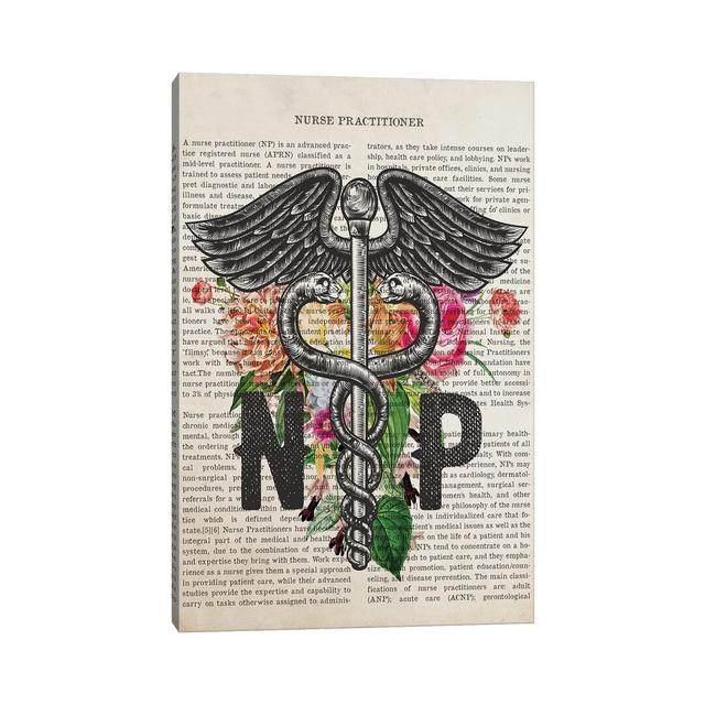 NP, Nurse Practitioner with Flowers by Aged Pixel - Wrapped Canvas Graphic Art Happy Larry Size: 30.48cm H x 20.32cm W x 1.91cm D on Productcaster.