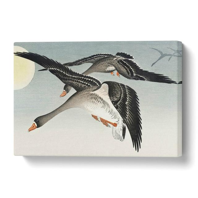 'Geese in Flight' by Ohara Koson - Wrapped Canvas Painting Print Brambly Cottage Size: 35.6 cm H x 50.8 cm W on Productcaster.