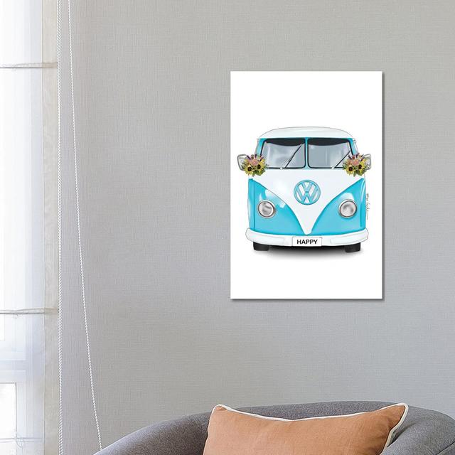 Happy Kombi Blue by Elza Fouche - Wrapped Canvas Painting Latitude Run Size: 66.04cm H x 45.72cm W x 3.81cm D on Productcaster.