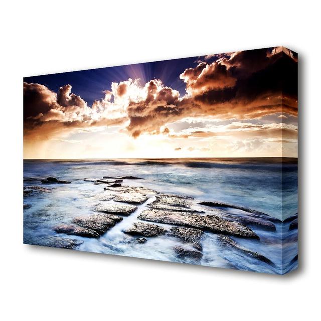 'Ocean Shore Below The Clouds Seascape' - Canvas Photographic Print East Urban Home Size: 81.3 cm H x 121.9 cm W on Productcaster.