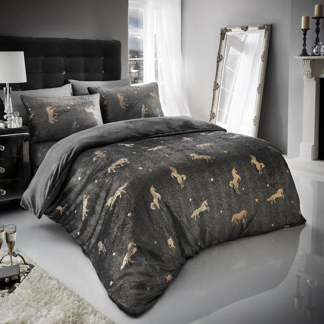 Tulin Duvet Cover Set Ebern Designs Size: Kingsize - 2 Standard Pillowcases, Colour: Charcoal on Productcaster.