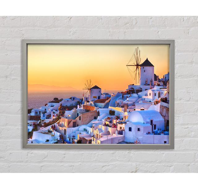 Sunset In Santorini - Single Picture Frame Art Prints on Canvas Bright Star Size: 59.7cm H x 84.1cm W x 3.3cm D on Productcaster.