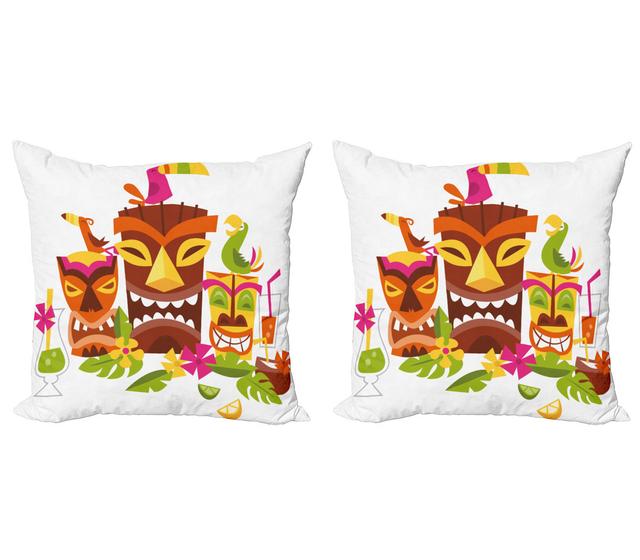 Pillow Cushion Cover Pack of 2, Tiki Drinks Birds (Set of 2) East Urban Home on Productcaster.