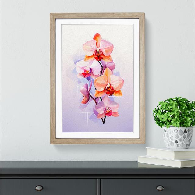 Orchid Flower Geometric No.2 Marlow Home Co. Format: Oak Framed, Size: 46cm H x 34cm W x 2cm D on Productcaster.