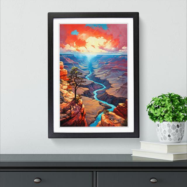 Grand Canyon Tachisme No.2 - Single Picture Frame Print on Wood Natur Pur on Productcaster.