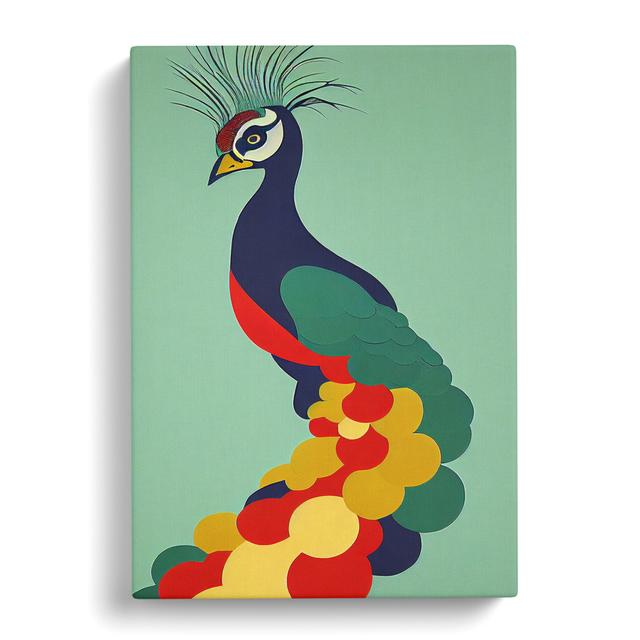 Peacock In Abstract No.7 - Wrapped Canvas Print ClassicLiving Size: 50cm H x 35cm W x 3cm D on Productcaster.