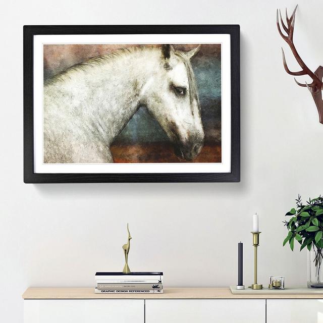 White Horse Portrait - Picture Frame Painting Print East Urban Home Size: 24cm H x 33cm W x 2cm D, Frame Option: Black Framed on Productcaster.