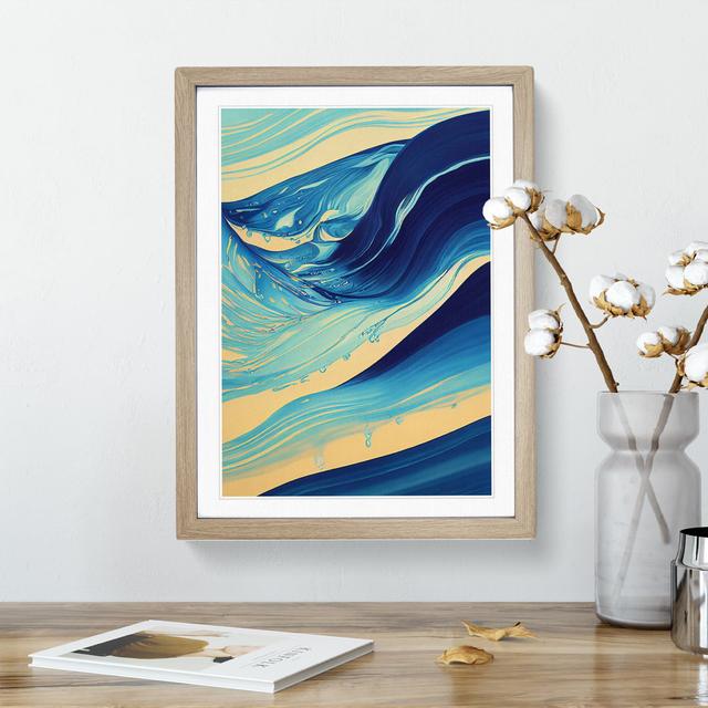 Ocean Wave Paint Abstract House of Hampton Size: 34cm H x 25cm W, Format: Oak on Productcaster.