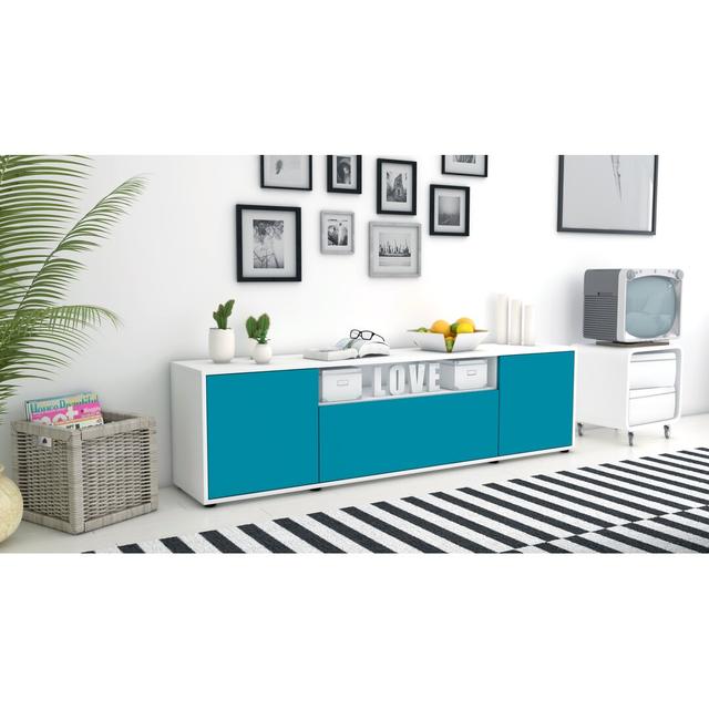 Wortham TV Stand for TVs up to 42" Brayden Studio Colour: Turquoise / Matte White on Productcaster.