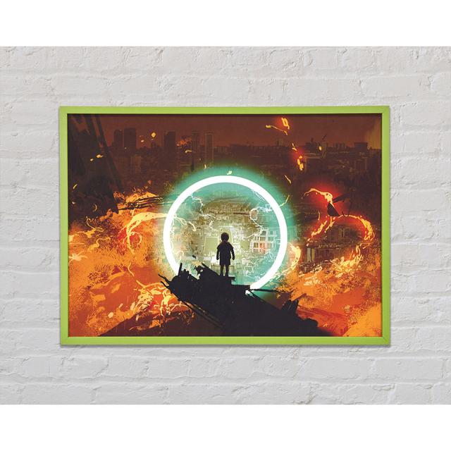 The Neon Ring Of Fire - Single Picture Frame Art Prints Ophelia & Co. Size: 29.7cm H x 42cm W x 2cm D, Format: Lime Green Framed Paper on Productcaster.