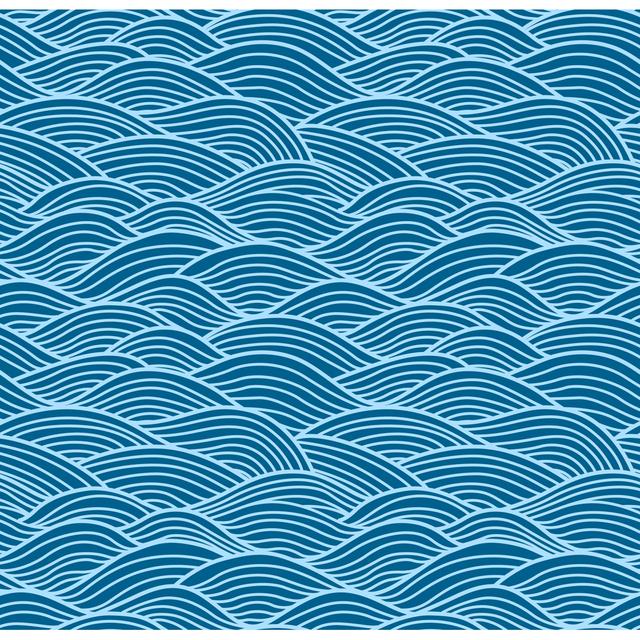 Japanese Swirl Wave - Wrapped Canvas Graphic Art Longshore Tides Size: 122cm H x 122cm W x 3.8cm D on Productcaster.