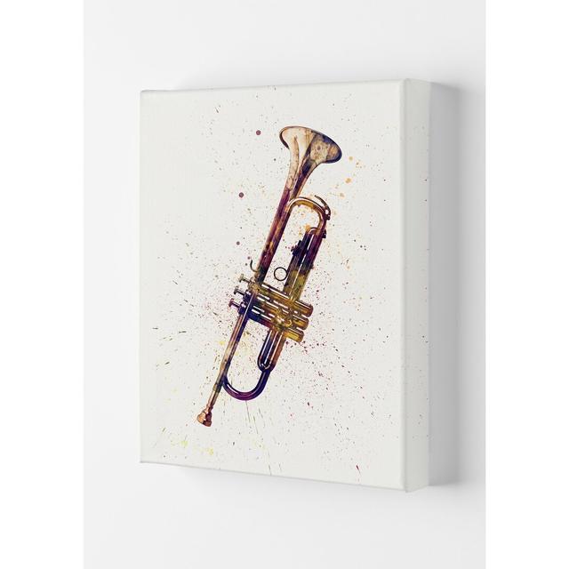 Trumpet Music by Michael Tompsett - Graphic Art Print Ebern Designs Format: Wrapped Canvas, Size: 29.7cm H x 21cm W x 4cm D on Productcaster.