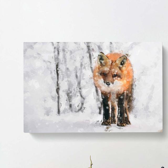 Red Fox In A Winter Forest In Abstract - Wrapped Canvas Painting East Urban Home Size: 40cm H x 60cm W x 3cm D on Productcaster.