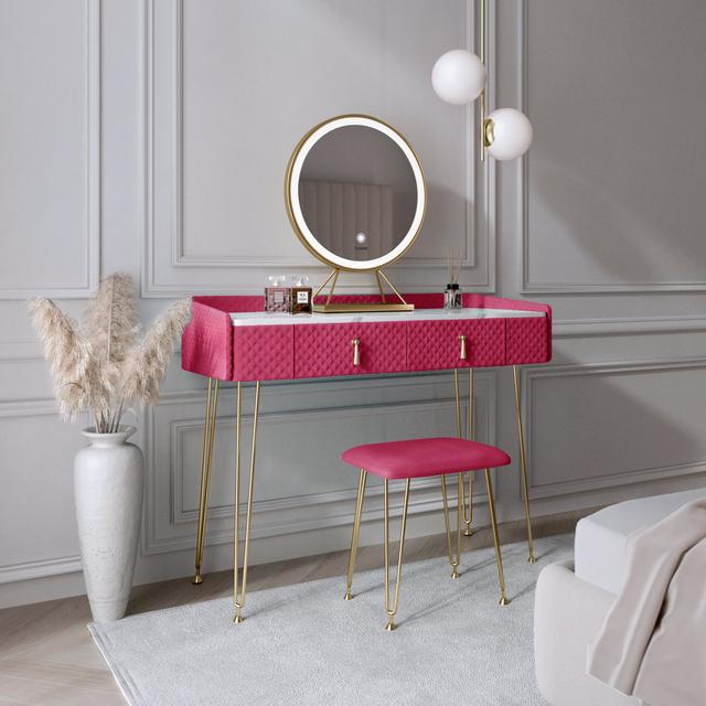 Schaghticoke Dressing Table with Mirror Fairmont Park Colour: Raspberry on Productcaster.