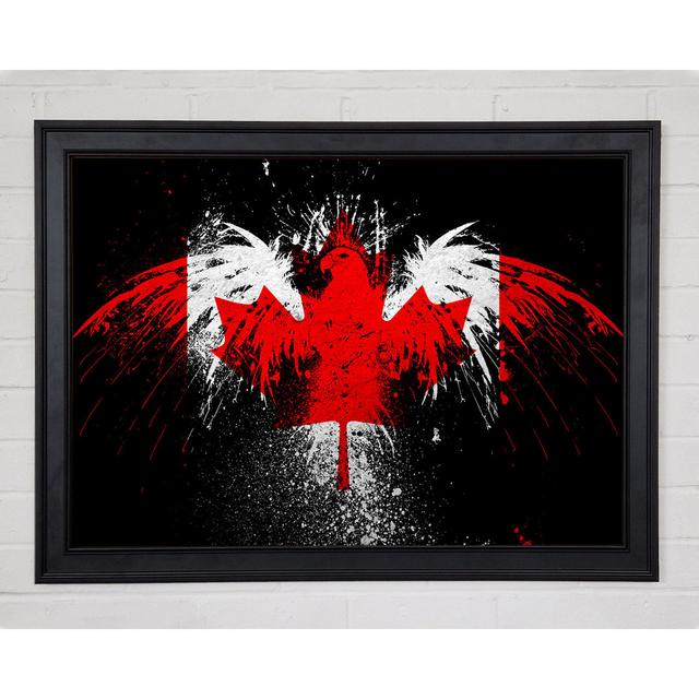 Canadian Eagle Flag Framed Print Happy Larry Size: 84.1cm H x 118.9cm W x 1.5cm D, Format: Black Framed Paper on Productcaster.