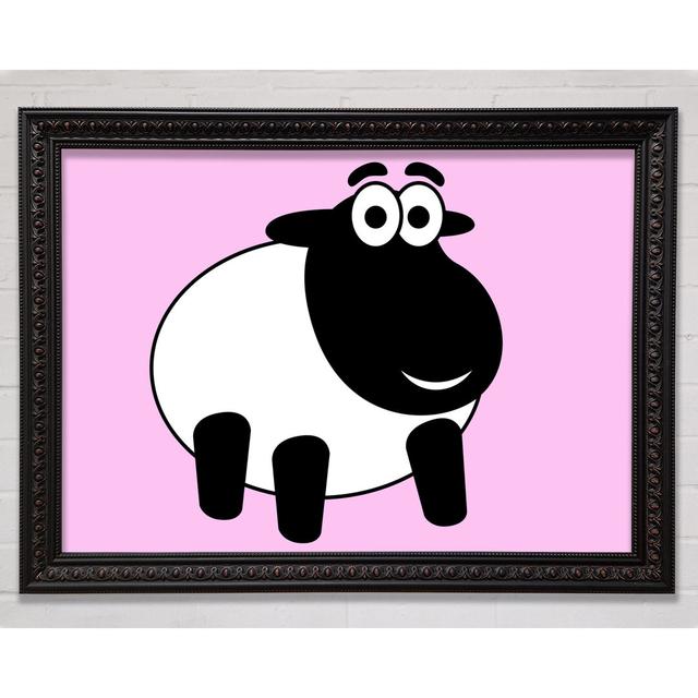 Happy Cartoon Sheep Pink Framed Print Bright Star Size: 84.1cm H x 118.9cm W, Colour: Pink on Productcaster.