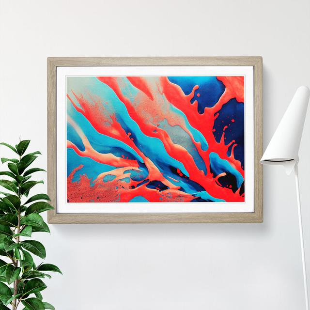 Coral Splatter - Picture Frame Painting Breakwater Bay Size: 25cm H x 34cm W x 2cm D, Frame Colour: Oak on Productcaster.